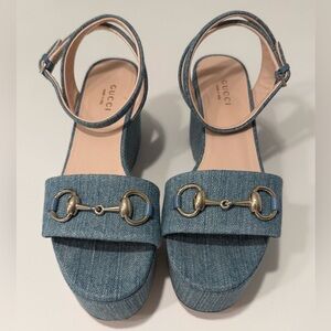 Gucci Blue Platform Sandals